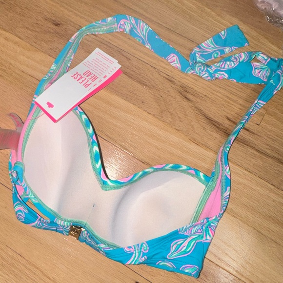 Lilly Pulitzer Turquoise and Pink Kids Swim Top - Picture 3 of 3